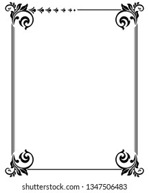 Decorative frame Elegant vector element for design in Eastern style, place for text. Floral black border. Lace illustration for invitations and greeting cards