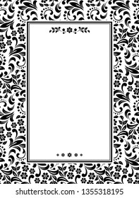 Decorative frame Elegant vector element for design in Eastern style, place for text. Floral black border. Lace illustration for invitations and greeting cards