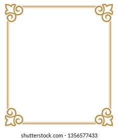 Decorative frame Elegant vector element for design in Eastern style, place for text. Floral golden border. Lace illustration for invitations and greeting cards.