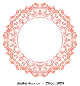 Decorative frame Elegant vector element for design in Eastern style, place for text. Floral pink border. Lace illustration for invitations and greeting cards