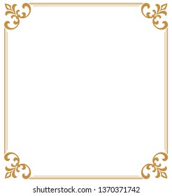 Decorative frame Elegant vector element for design in Eastern style, place for text. Floral golden border. Lace illustration for invitations and greeting cards.