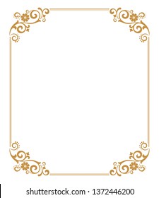 Decorative frame Elegant vector element for design in Eastern style, place for text. Floral golden border. Lace illustration for invitations and greeting cards.