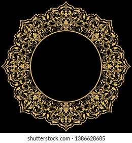 Decorative frame Elegant vector element for design in Eastern style, place for text. Floral golden border. Lace illustration for invitations and greeting cards.