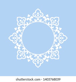 Decorative frame Elegant vector element for design in Eastern style, place for text. Floral blue border. Lace illustration for invitations and greeting cards