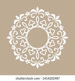 Decorative frame Elegant vector element for design in Eastern style, place for text. Floral beige border. Lace illustration for invitations and greeting cards