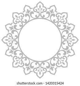 Decorative frame Elegant vector element for design in Eastern style, place for text. Floral grey border. Lace illustration for invitations and greeting cards