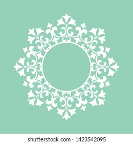 Decorative frame Elegant vector element for design in Eastern style, place for text. Floral green border. Lace illustration for invitations and greeting cards