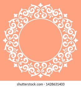 Decorative frame Elegant vector element for design in Eastern style, place for text. Floral pink border. Lace illustration for invitations and greeting cards