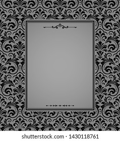 Decorative frame Elegant vector element for design in Eastern style, place for text. Floral black border. Lace illustration for invitations and greeting cards