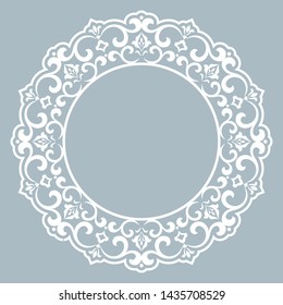 Decorative frame Elegant vector element for design in Eastern style, place for text. Floral blue border. Lace illustration for invitations and greeting cards