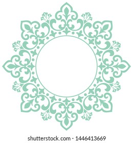 Decorative frame Elegant vector element for design in Eastern style, place for text. Floral green border. Lace illustration for invitations and greeting cards