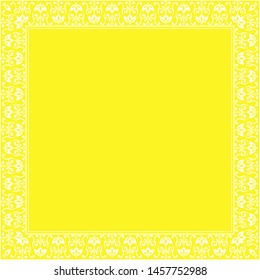 Decorative frame Elegant vector element for design in Eastern style, place for text. Floral yellow border. Lace illustration for invitations and greeting cards