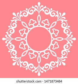Decorative frame Elegant vector element for design in Eastern style, place for text. Floral pink border. Lace illustration for invitations and greeting cards