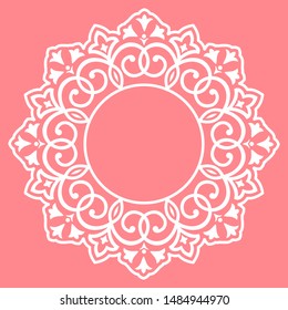 Decorative frame Elegant vector element for design in Eastern style, place for text. Floral pink border. Lace illustration for invitations and greeting cards