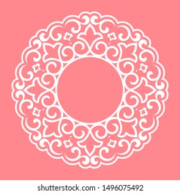 Decorative frame Elegant vector element for design in Eastern style, place for text. Floral pink border. Lace illustration for invitations and greeting cards