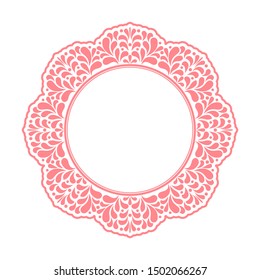 Decorative frame Elegant vector element for design in Eastern style, place for text. Floral pink border. Lace illustration for invitations and greeting cards