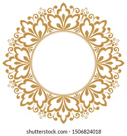 Decorative frame Elegant vector element for design in Eastern style, place for text. Floral golden border. Lace illustration for invitations and greeting cards.