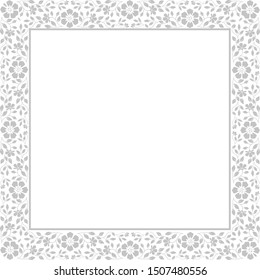 Decorative frame Elegant vector element for design in Eastern style, place for text. Floral grey border. Lace illustration for invitations and greeting cards