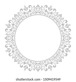 Decorative frame Elegant vector element for design in Eastern style, place for text. Floral grey border. Lace illustration for invitations and greeting cards