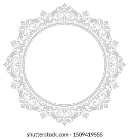 Decorative frame Elegant vector element for design in Eastern style, place for text. Floral grey border. Lace illustration for invitations and greeting cards