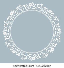 Decorative frame Elegant vector element for design in Eastern style, place for text. Floral blue border. Lace illustration for invitations and greeting cards