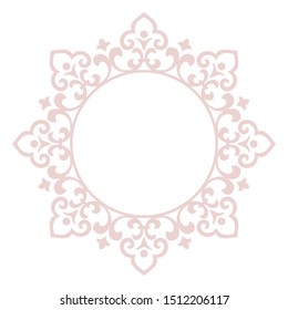 Decorative frame Elegant vector element for design in Eastern style, place for text. Floral pink border. Lace illustration for invitations and greeting cards