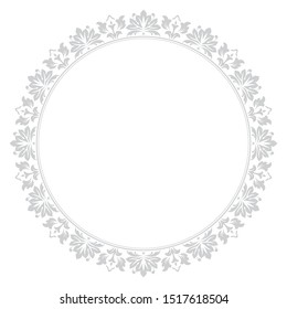 Decorative frame Elegant vector element for design in Eastern style, place for text. Floral grey border. Lace illustration for invitations and greeting cards