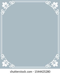 Decorative frame Elegant vector element for design in Eastern style, place for text. Floral blue border. Lace illustration for invitations and greeting cards