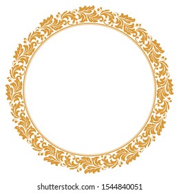 Decorative frame Elegant vector element for design in Eastern style, place for text. Floral golden border. Lace illustration for invitations and greeting cards.