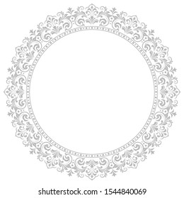 Decorative frame Elegant vector element for design in Eastern style, place for text. Floral grey border. Lace illustration for invitations and greeting cards