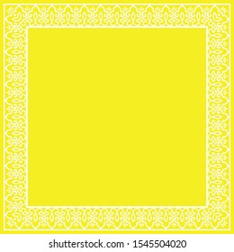 Decorative frame Elegant vector element for design in Eastern style, place for text. Floral yellow border. Lace illustration for invitations and greeting cards