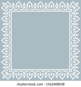 Decorative frame Elegant vector element for design in Eastern style, place for text. Floral blue border. Lace illustration for invitations and greeting cards