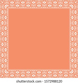 Decorative frame Elegant vector element for design in Eastern style, place for text. Floral pink border. Lace illustration for invitations and greeting cards
