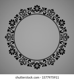 Decorative frame Elegant vector element for design in Eastern style, place for text. Floral blackborder. Lace illustration for invitations and greeting cards