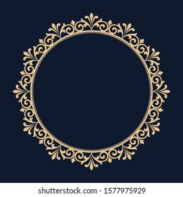 Decorative frame Elegant vector element for design in Eastern style, place for text. Floral golden border. Lace illustration for invitations and greeting cards.