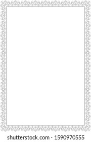Decorative frame Elegant vector element for design in Eastern style, place for text. Floral grey border. Lace illustration for invitations and greeting cards