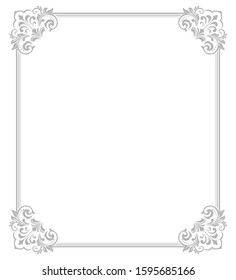 Decorative frame Elegant vector element for design in Eastern style, place for text. Floral grey border. Lace illustration for invitations and greeting cards