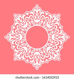 Decorative frame Elegant vector element for design in Eastern style, place for text. Floral pink border. Lace illustration for invitations and greeting cards
