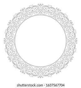 Decorative frame Elegant vector element for design in Eastern style, place for text. Floral grey border. Lace illustration for invitations and greeting cards