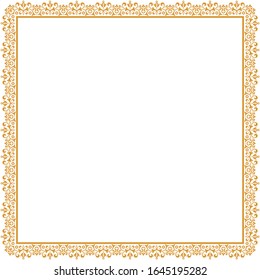 Decorative frame Elegant vector element for design in Eastern style, place for text. Floral golden border. Lace illustration for invitations and greeting cards.