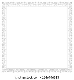Decorative frame Elegant vector element for design in Eastern style, place for text. Floral grey border. Lace illustration for invitations and greeting cards