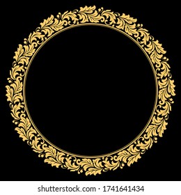 Decorative frame Elegant vector element for design in Eastern style, place for text. Floral golden border. Lace illustration for invitations and greeting cards.