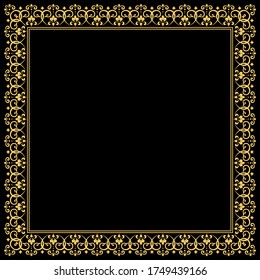 Decorative frame Elegant vector element for design in Eastern style, place for text. Floral golden border. Lace illustration for invitations and greeting cards.