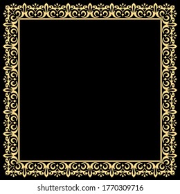 Decorative frame Elegant vector element for design in Eastern style, place for text. Floral golden border. Lace illustration for invitations and greeting cards.