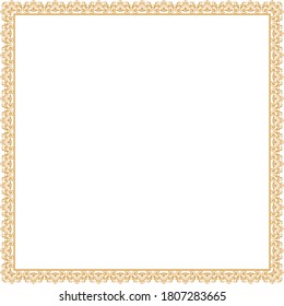 Decorative frame Elegant vector element for design in Eastern style, place for text. Floral golden border. Lace illustration for invitations and greeting cards.