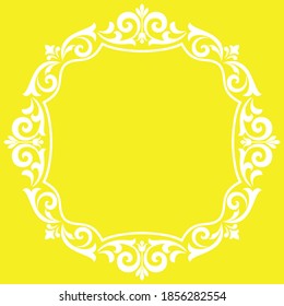 Decorative frame Elegant vector element for design in Eastern style, place for text. Floral yellow border. Lace illustration for invitations and greeting cards