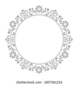 Decorative frame Elegant vector element for design in Eastern style, place for text. Floral gray border. Lace illustration for invitations and greeting cards