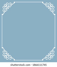Decorative frame Elegant vector element for design in Eastern style, place for text. Floral blue border. Lace illustration for invitations and greeting cards