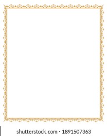 Decorative frame Elegant vector element for design in Eastern style, place for text. Floral golden border. Lace illustration for invitations and greeting cards.
