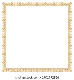 Decorative frame Elegant vector element for design in Eastern style, place for text. Floral golden border. Lace illustration for invitations and greeting cards,